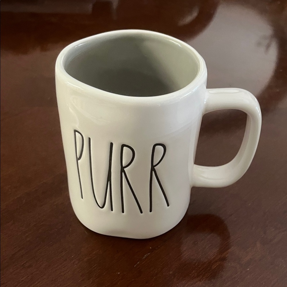 Rae Dunn White 'PURR' Mug